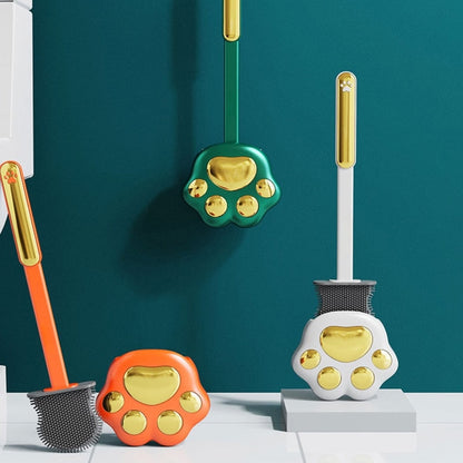 Toilet Brush Cat Paw Silicone Bristles & Holder