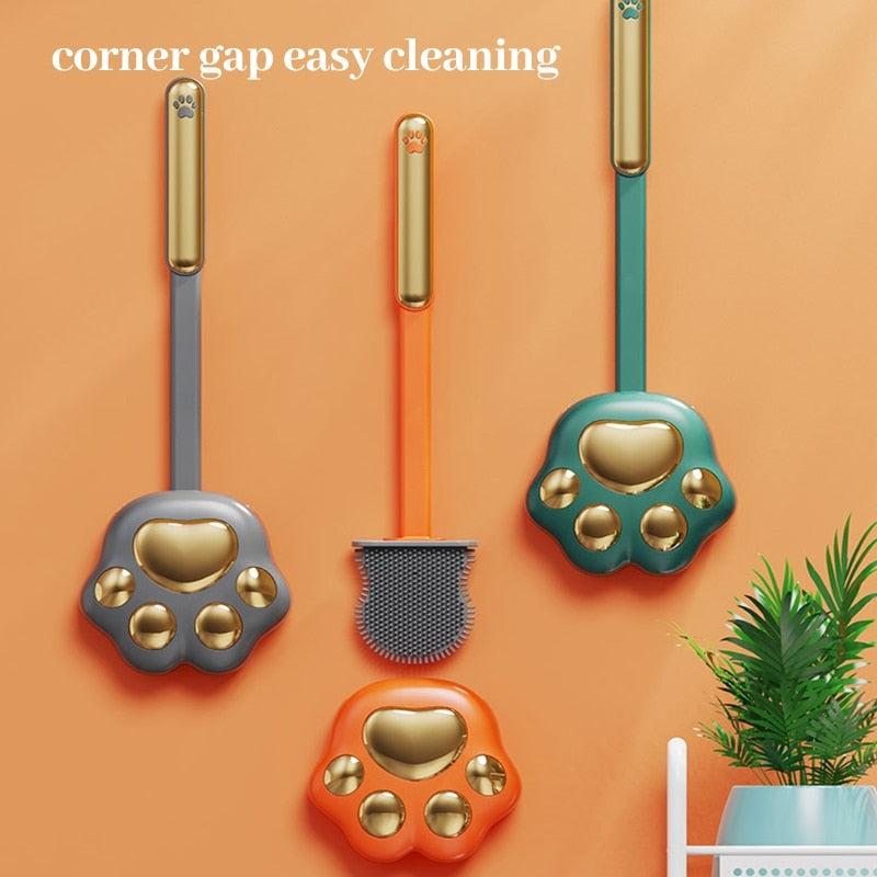 Toilet Brush Cat Paw Silicone Bristles & Holder