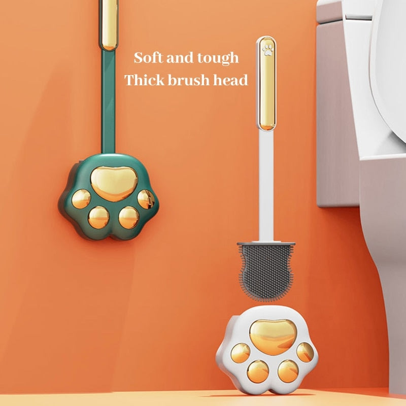 Toilet Brush Cat Paw Silicone Bristles & Holder