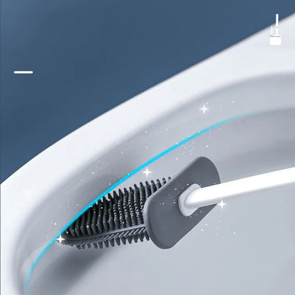 Toilet Brush Flexible Silicone Head Wall-Mount Holder