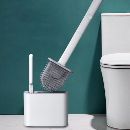 Toilet Brush Flexible Silicone Head Wall-Mount Holder