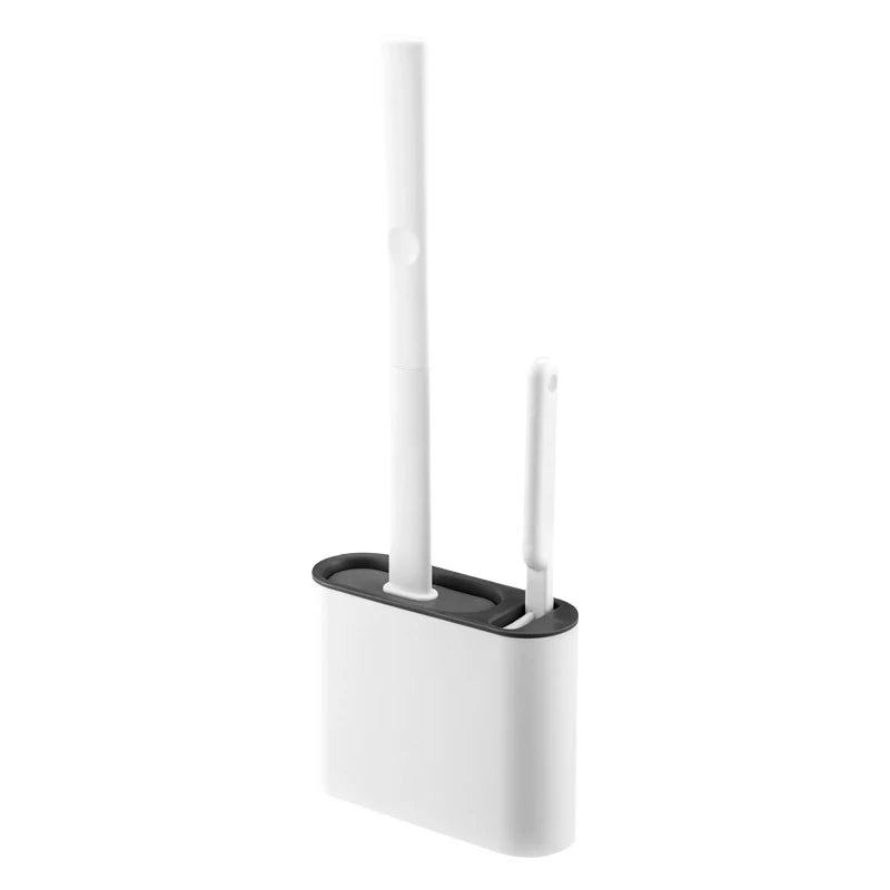 Toilet Brush Flexible Silicone Head Wall-Mount Holder