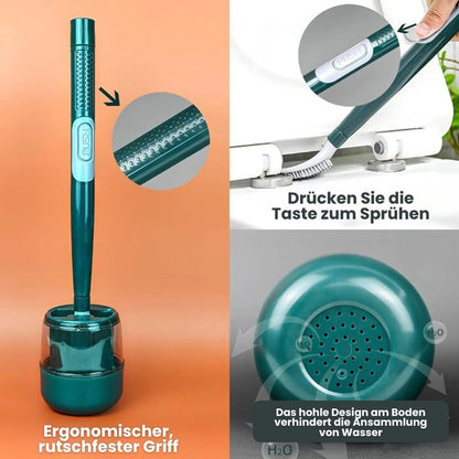 Toilet Brush One-Button Spray Flexible Head Drill-Free Mount