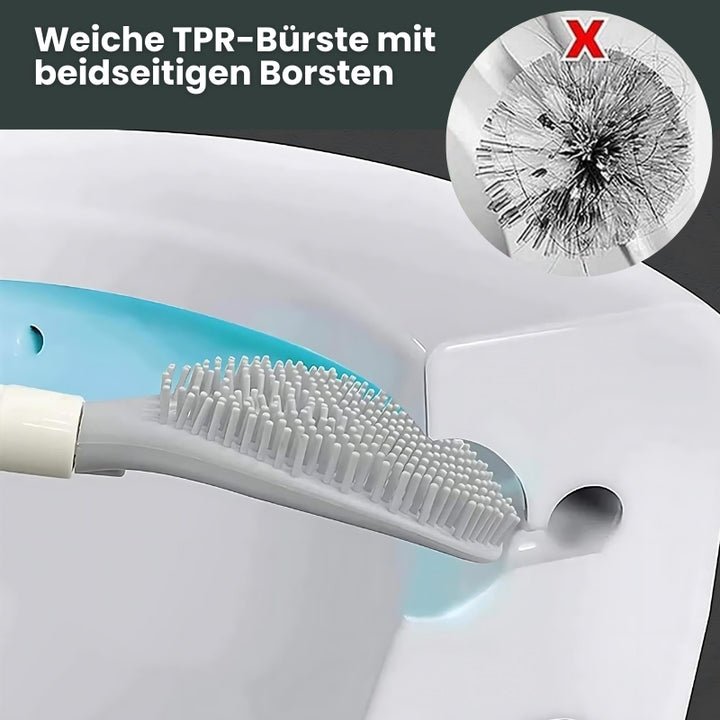 Toilet Brush One-Button Spray Flexible Head Drill-Free Mount