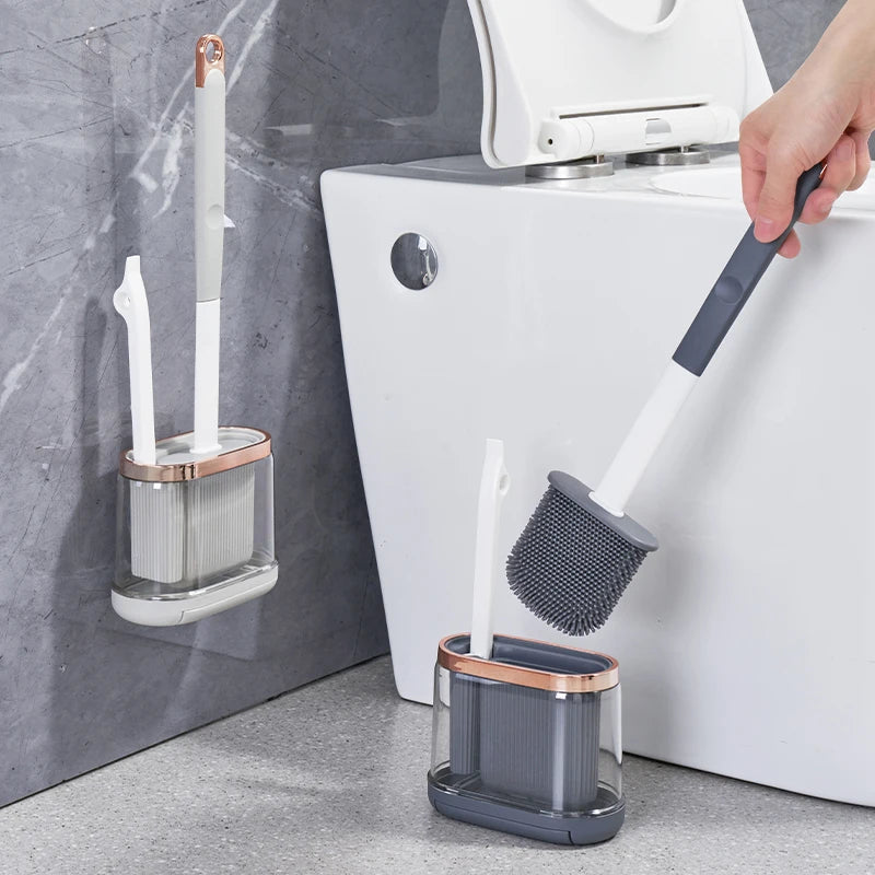 Toilet Brush Set Flexible Silicone Head & Drain Cleaner
