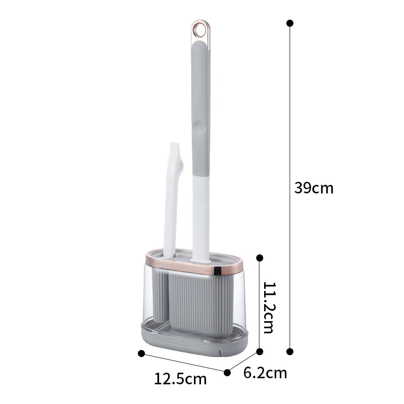 Toilet Brush Set Flexible Silicone Head & Drain Cleaner
