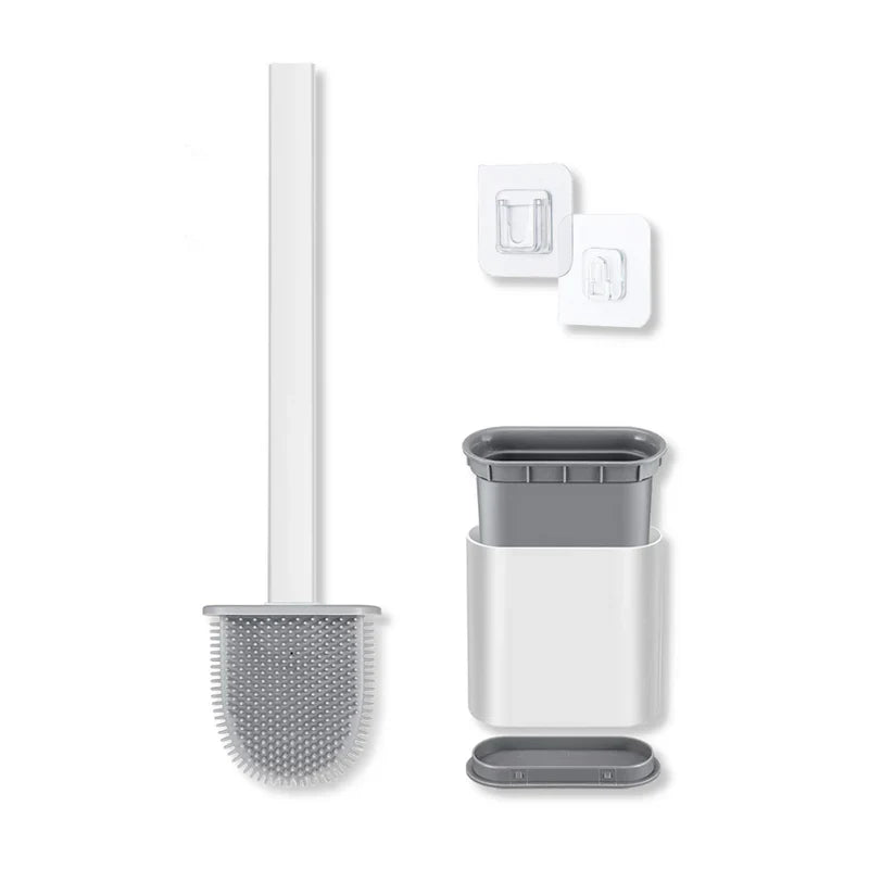 Toilet Brush Silicone D-Shaped Ventilated Holder & Wall-Mountable
