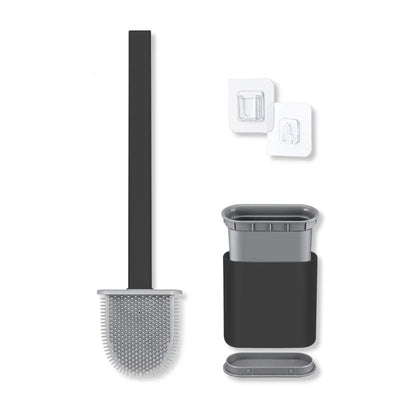 Toilet Brush Silicone D-Shaped Ventilated Holder & Wall-Mountable