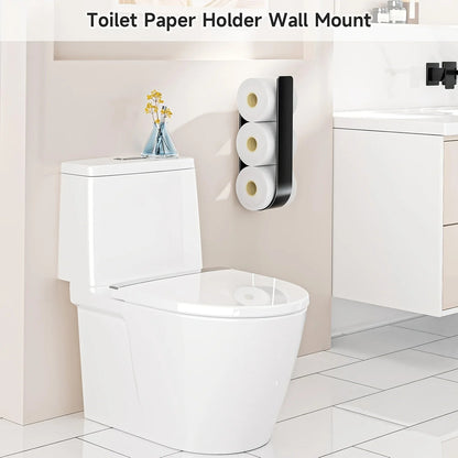 Toilet Paper Holder Drill-Free Adhesive Holds Three Rolls
