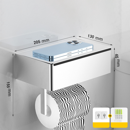 Toilet Paper Holder Drill-Free Stainless Steel Shelf