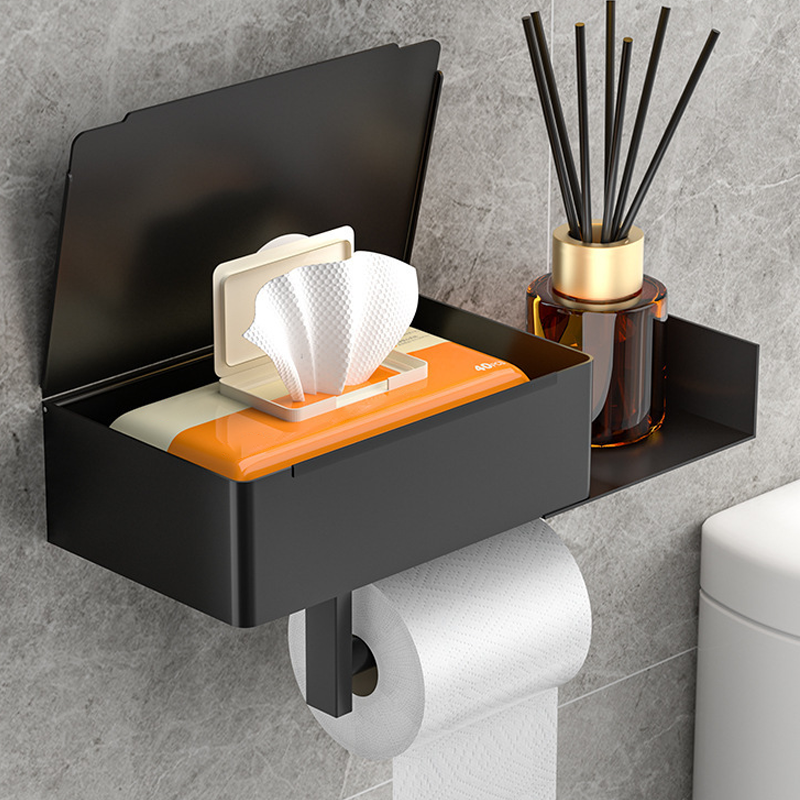Toilet Paper Holder Drill-Free Stainless Steel Shelf