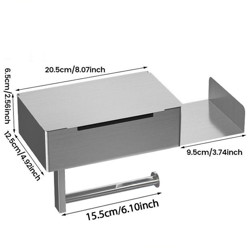 Toilet Paper Holder Drill-Free Stainless Steel Shelf