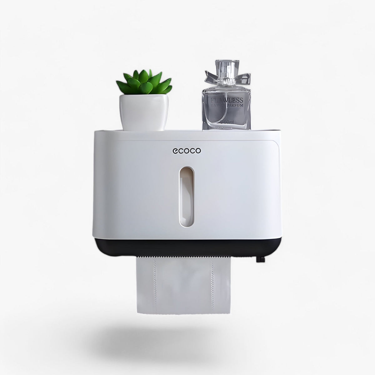 Toilet Paper Holder Wall-Mount Waterproof Cover & Top Shelf