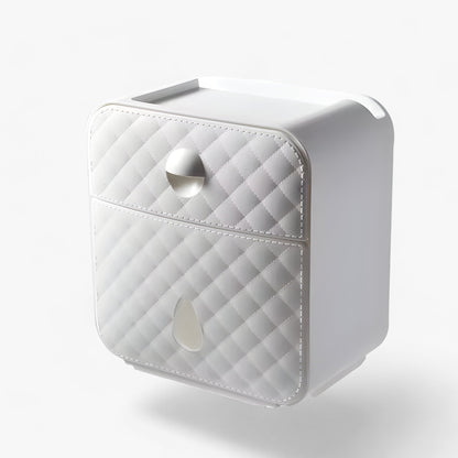Toilet Paper Holder Wall-Mount Waterproof Cover & Top Shelf