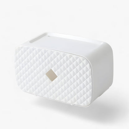 Toilet Paper Holder Wall-Mount Waterproof Cover & Top Shelf