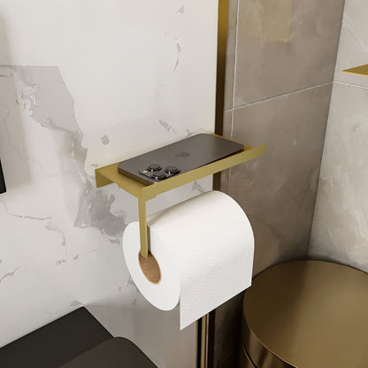 Toilet Paper Holder Wall-Mounted Steel Phone Shelf