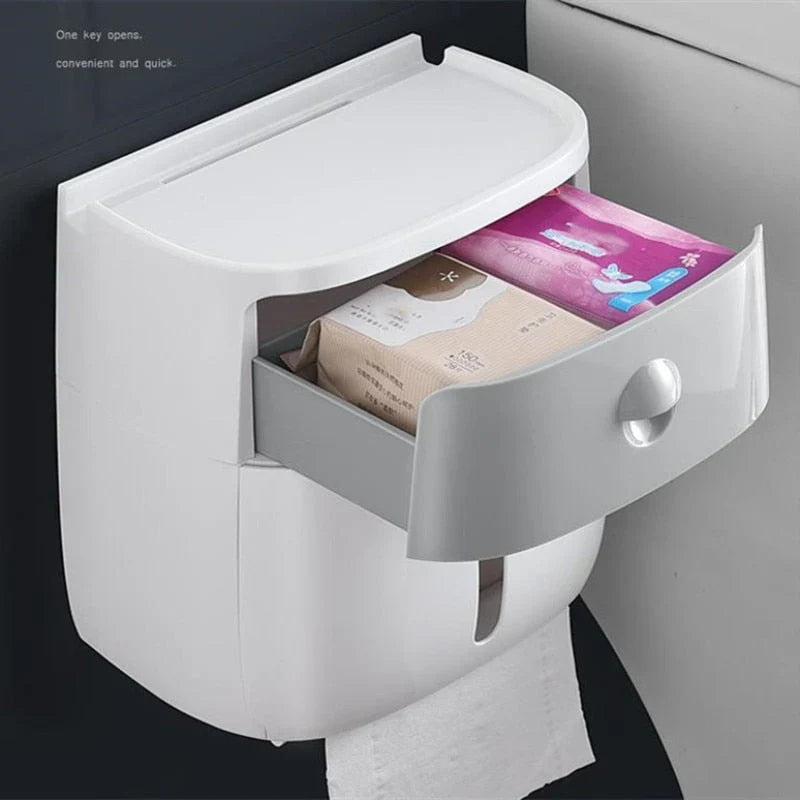 Toilet Paper Holder Wall-Mounted Waterproof Towel Storage