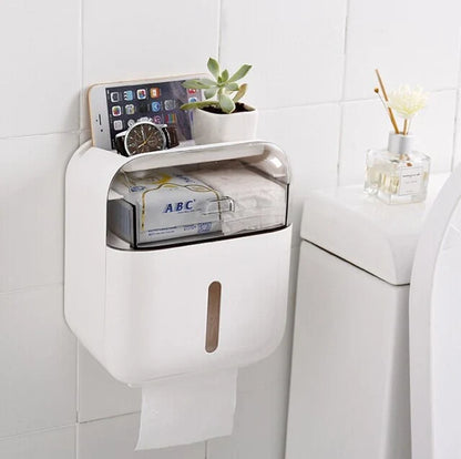 Toilet Paper Holder Wall-Mounted Waterproof Towel Storage