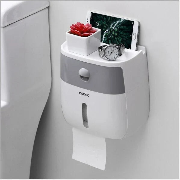 Toilet Paper Holder Wall-Mounted Waterproof Towel Storage