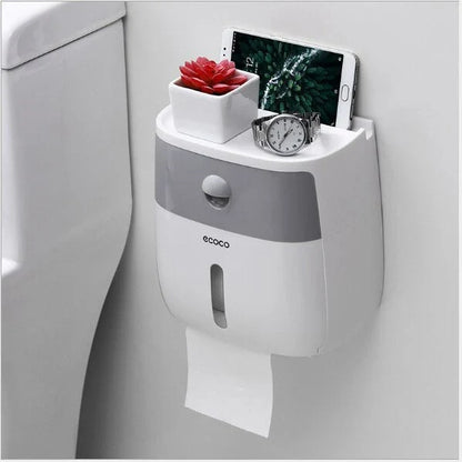 Toilet Paper Holder Wall-Mounted Waterproof Towel Storage