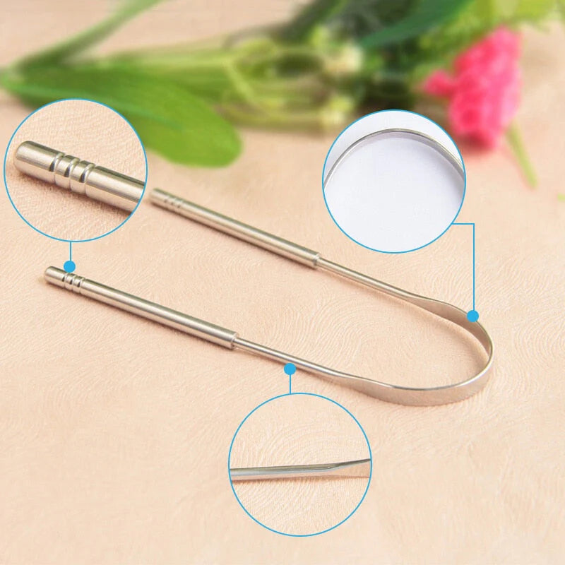 Tongue Scraper Ergonomic Curved Stainless Steel