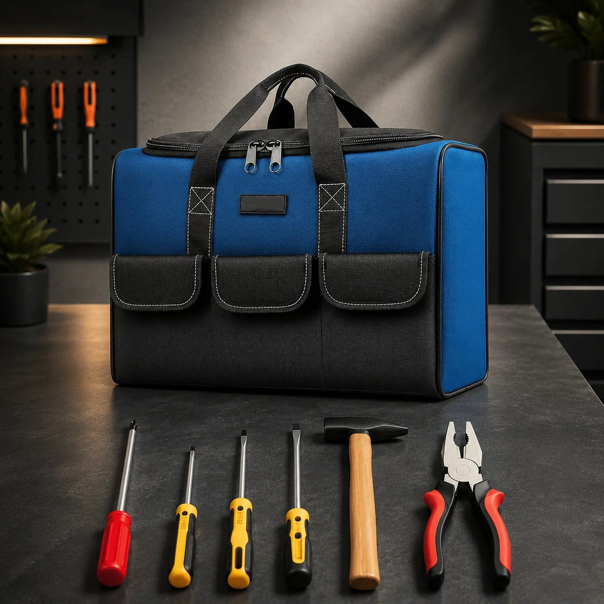 Tool Bag Self-Standing Water-Resistant Multiple Pockets