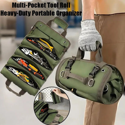 Tool Roll Organizer Roll-Up Multiple Pockets & Carrying Handle
