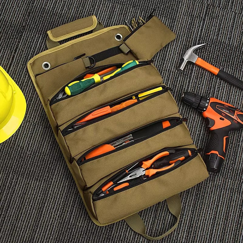 Tool Roll Organizer Roll-Up Multiple Pockets & Carrying Handle