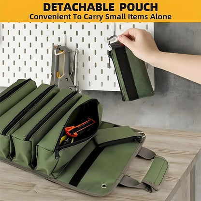 Tool Roll Organizer Roll-Up Multiple Pockets & Carrying Handle