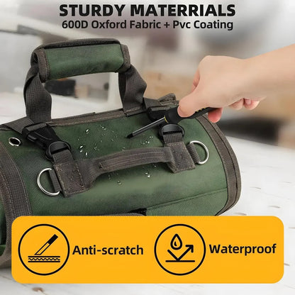 Tool Roll Organizer Roll-Up Multiple Pockets & Carrying Handle