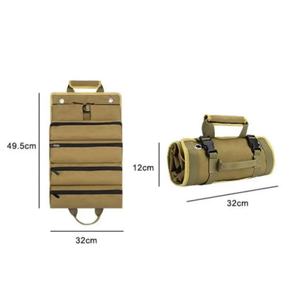 Tool Roll Organizer Roll-Up Multiple Pockets & Carrying Handle