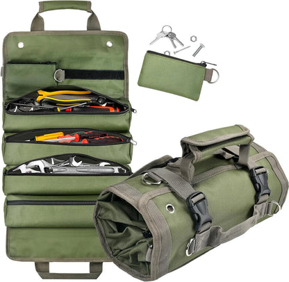 Tool Roll Organizer Roll-Up Multiple Pockets & Carrying Handle