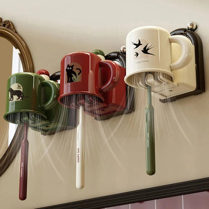 Toothbrush Holder No-Drill Suction Inverted Drip-Free Cup