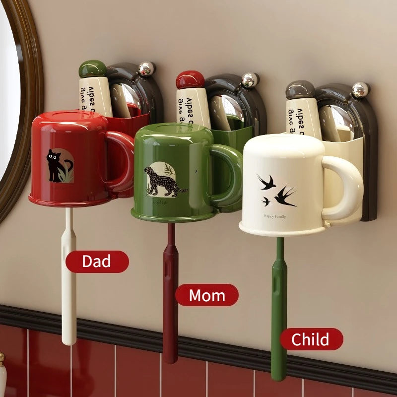 Toothbrush Holder No-Drill Suction Inverted Drip-Free Cup