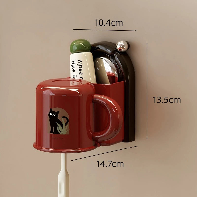 Toothbrush Holder No-Drill Suction Inverted Drip-Free Cup
