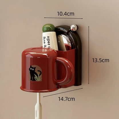 Toothbrush Holder No-Drill Suction Inverted Drip-Free Cup