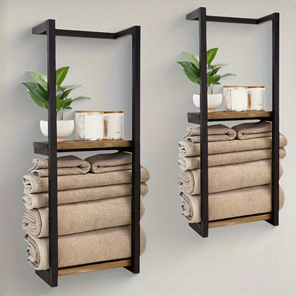 Towel Holder Wall Mount Stacked Compartments