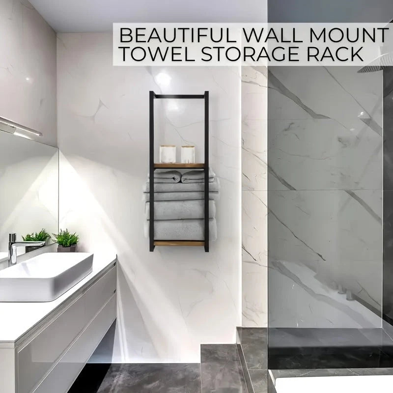 Towel Holder Wall Mount Stacked Compartments