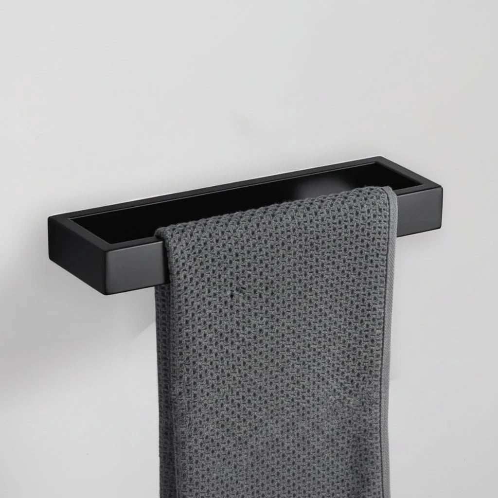 Towel Holder Wall-Mounted Stainless Steel Matte Black Space-Saving