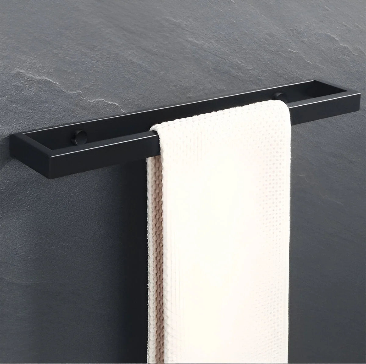 Towel Holder Wall-Mounted Stainless Steel Matte Black Space-Saving