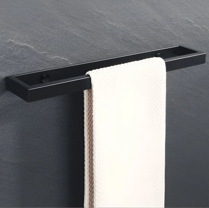 Towel Holder Wall-Mounted Stainless Steel Matte Black Space-Saving