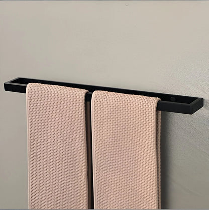 Towel Holder Wall-Mounted Stainless Steel Matte Black Space-Saving