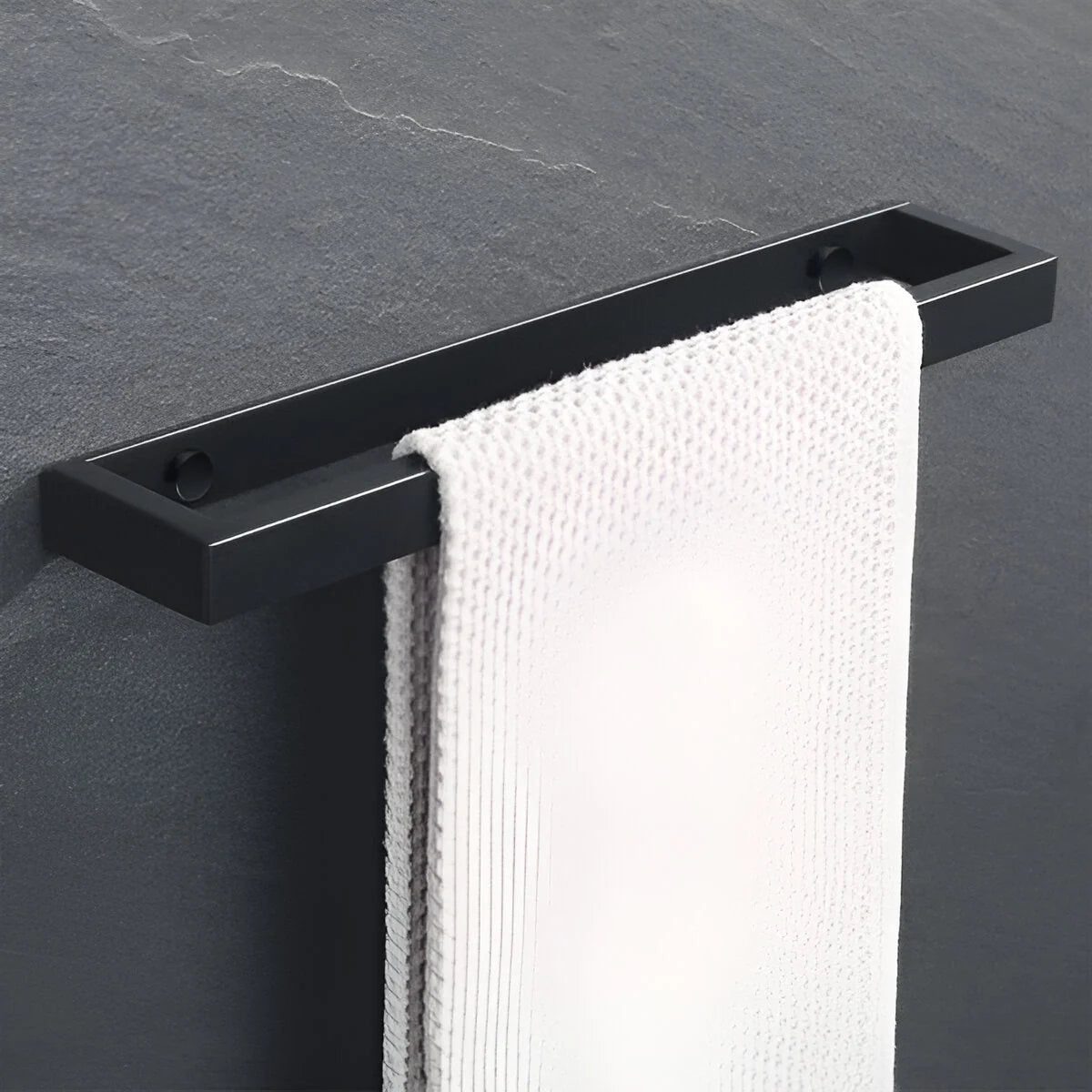Towel Holder Wall-Mounted Stainless Steel Matte Black Space-Saving