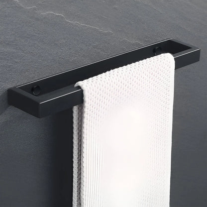 Towel Holder Wall-Mounted Stainless Steel Matte Black Space-Saving