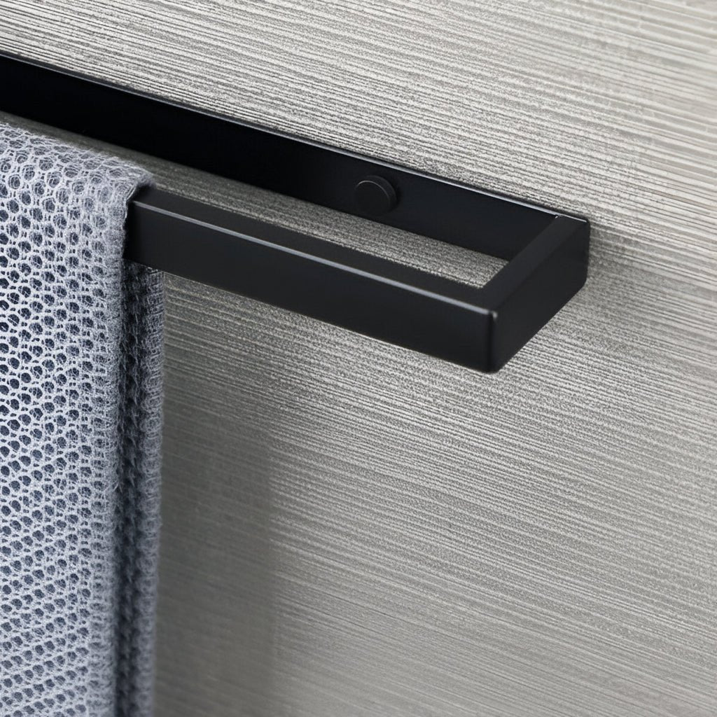 Towel Holder Wall-Mounted Stainless Steel Matte Black Space-Saving