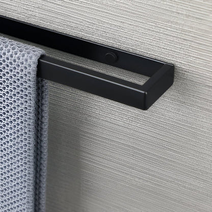 Towel Holder Wall-Mounted Stainless Steel Matte Black Space-Saving