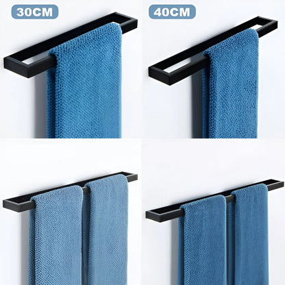 Towel Holder Wall-Mounted Stainless Steel Matte Black Space-Saving