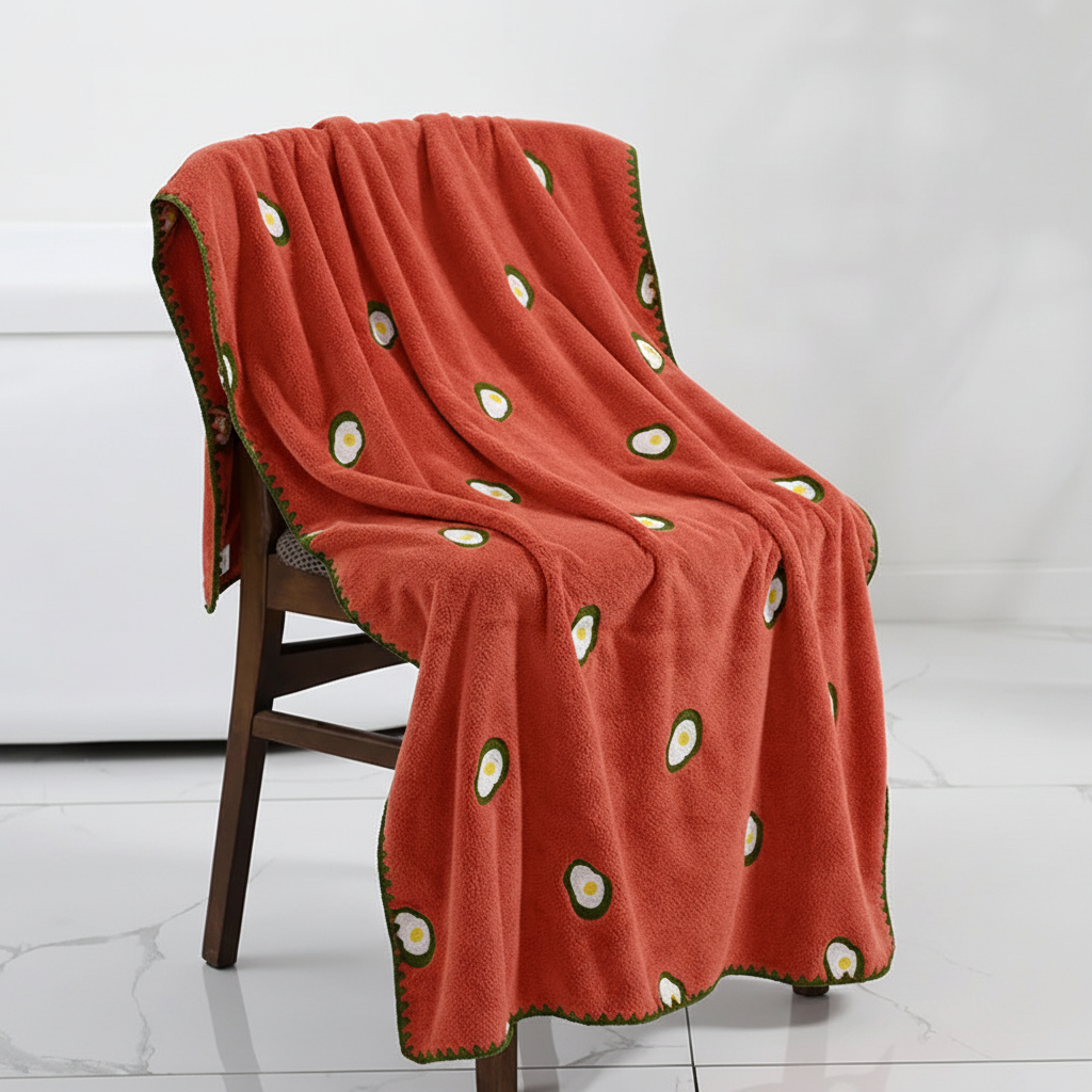 Towel Quick-Drying Cotton Blend Fruit Embroidery