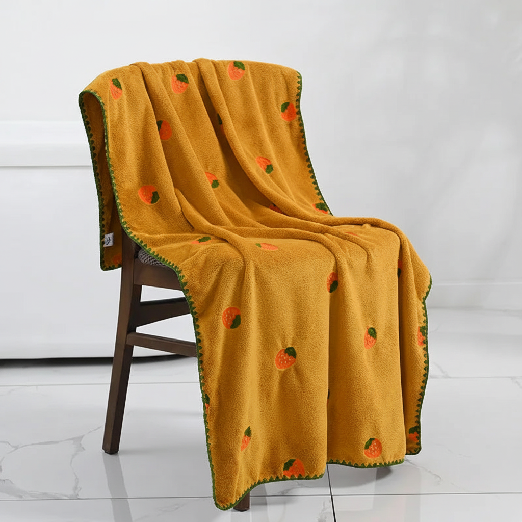 Towel Quick-Drying Cotton Blend Fruit Embroidery