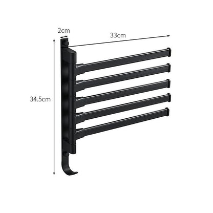 Towel Rack Five Arms Space-Saving Matte Black Metal